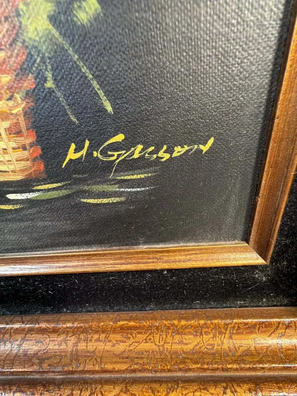 Vintage M. Gibson Floral Still Life Oil Painting in Ornate Gold Frame